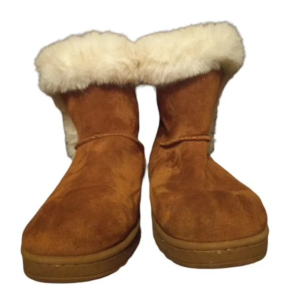 Women's Fur Lined Boots by SO (Kohls) Brown Faux Suede Size 8 M US - Picture 2 of 6